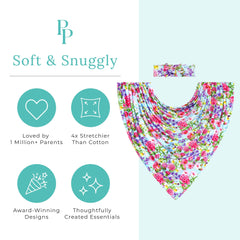 Posh Peanut Hadley headband with swaddle on baby for stylish newborn look