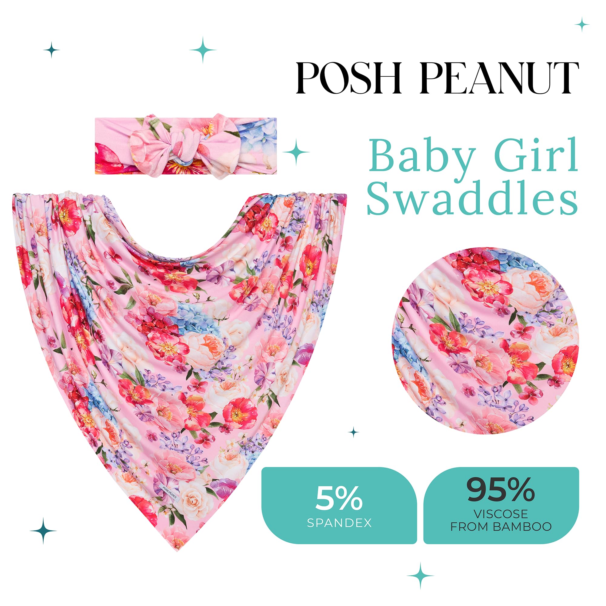 Posh Peanut matching headband with swaddle, chic and gift-ready.