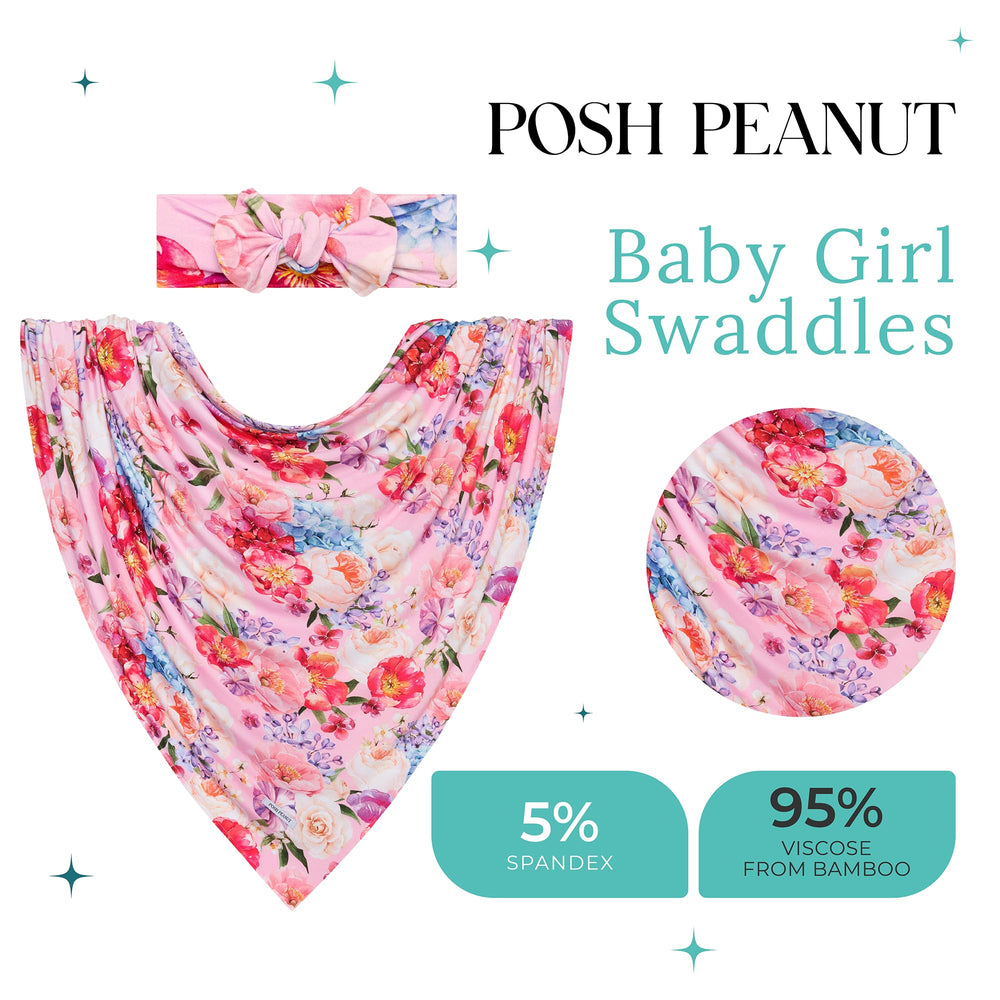 Posh Peanut matching headband with swaddle, chic and gift-ready.