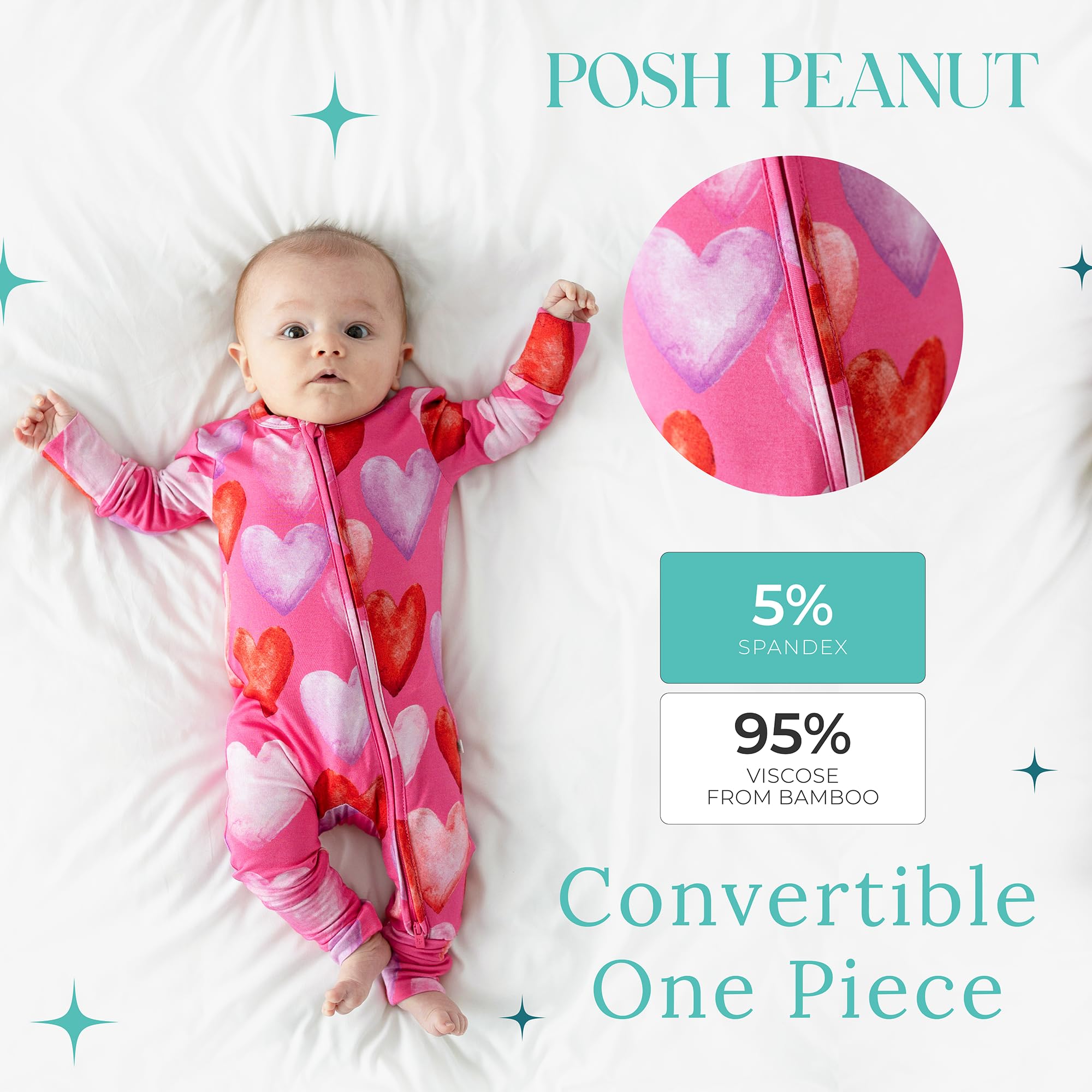 Posh Peanut newborn sleepers showing fold-over mittens for extra warmth.