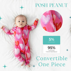 Posh Peanut newborn sleepers showing fold-over mittens for extra warmth.