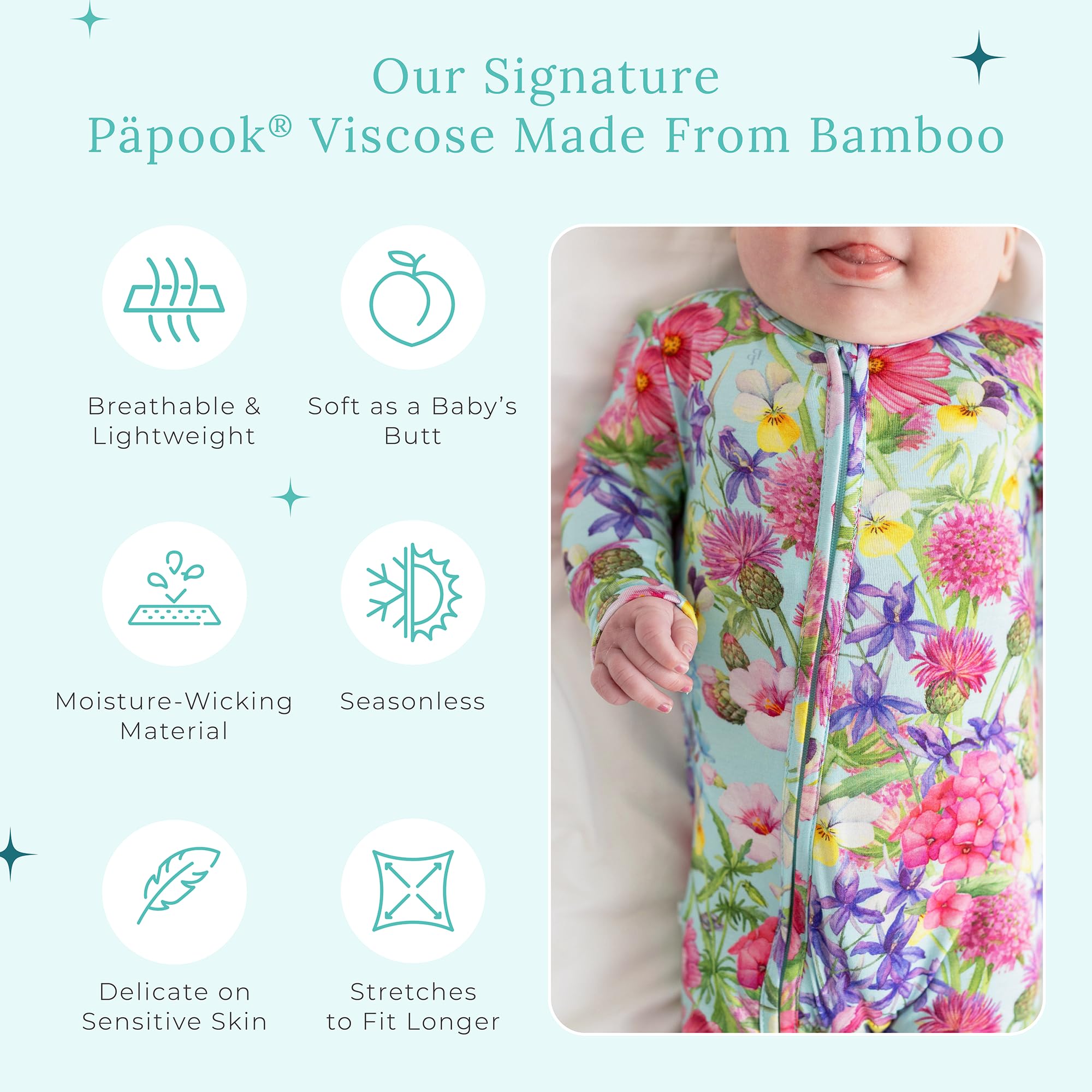 Posh Peanut lightweight, breathable sleepwear suitable for growing babies.