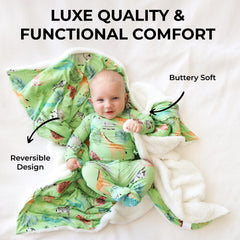 Posh Peanut Safari Animals blanket in stroller use provides cozy on-the-go comfort.