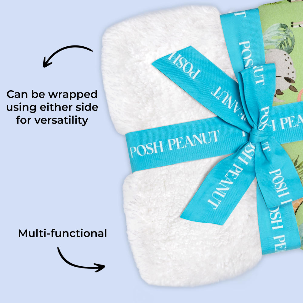 Posh Peanut Plush Patoo 40x40 blanket demonstrates versatile swaddling and naps.