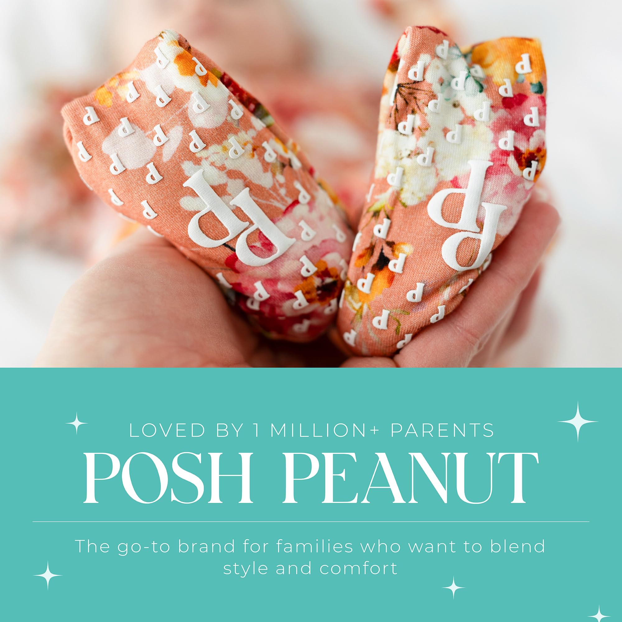 Posh Peanut prints and sizes image highlights playful options from newborn to toddler.