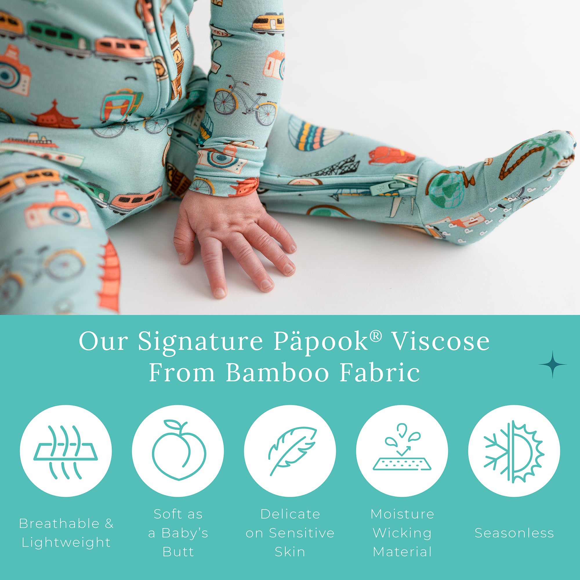 Posh Peanut reversible two-way zipper enables easy diaper changes