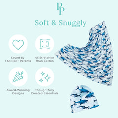 Sharks swaddle blanket 44x44 inches offering room to grow