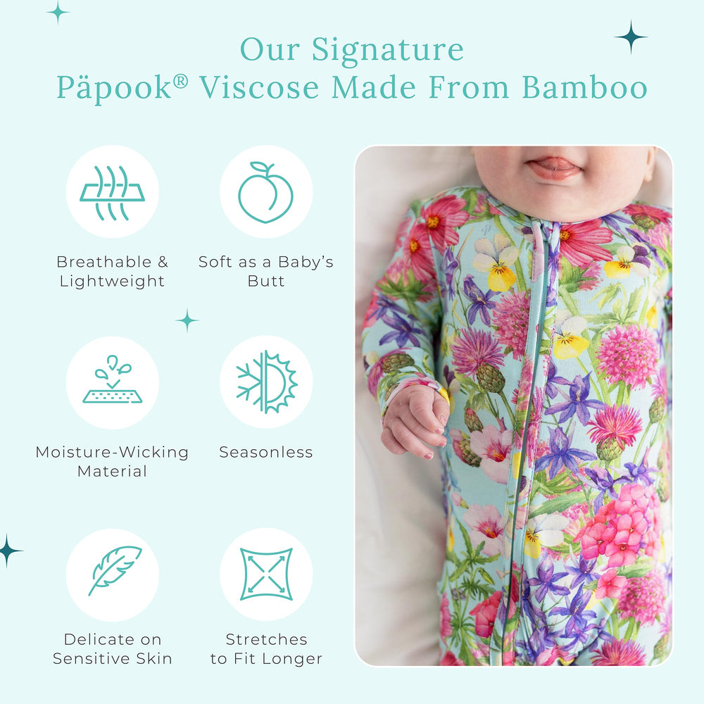 Posh Peanut sleepers available in newborn to toddler sizes for growing babies.