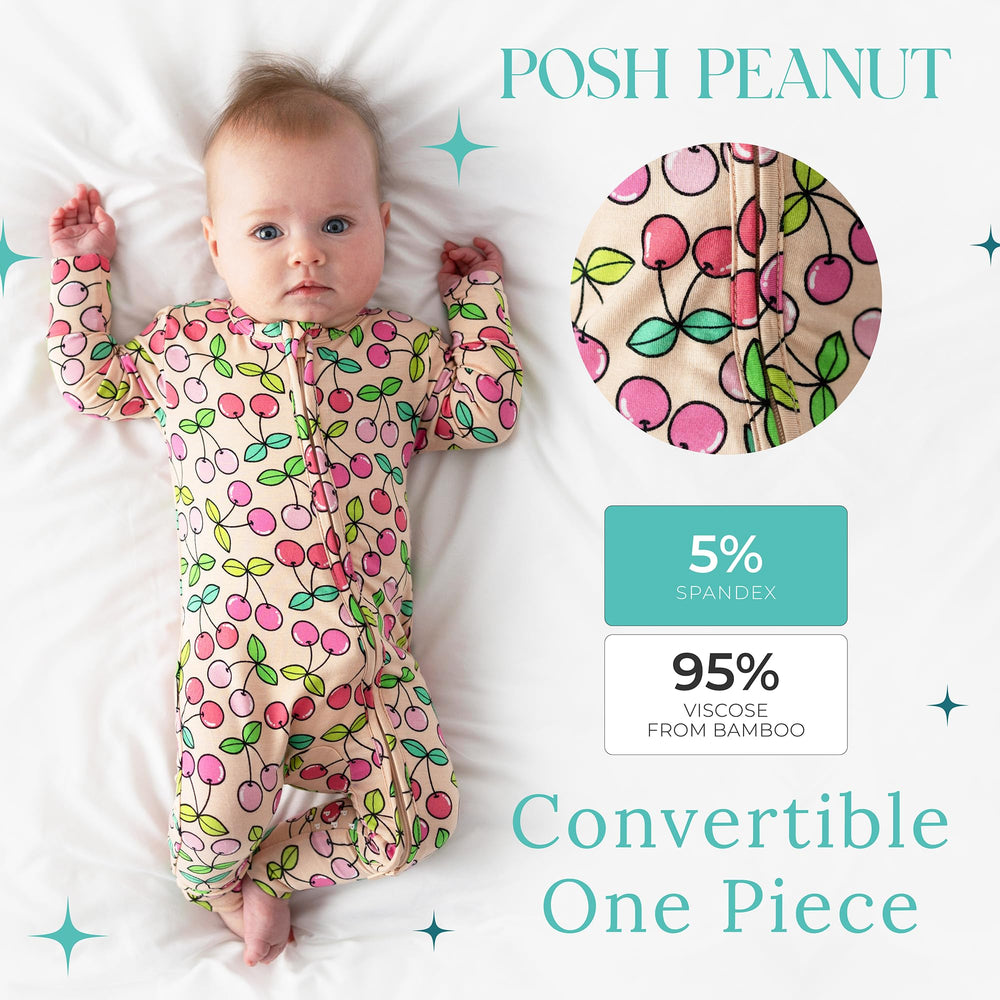 Posh Peanut sleepers showcasing 2-way zipper for quick night-time access
