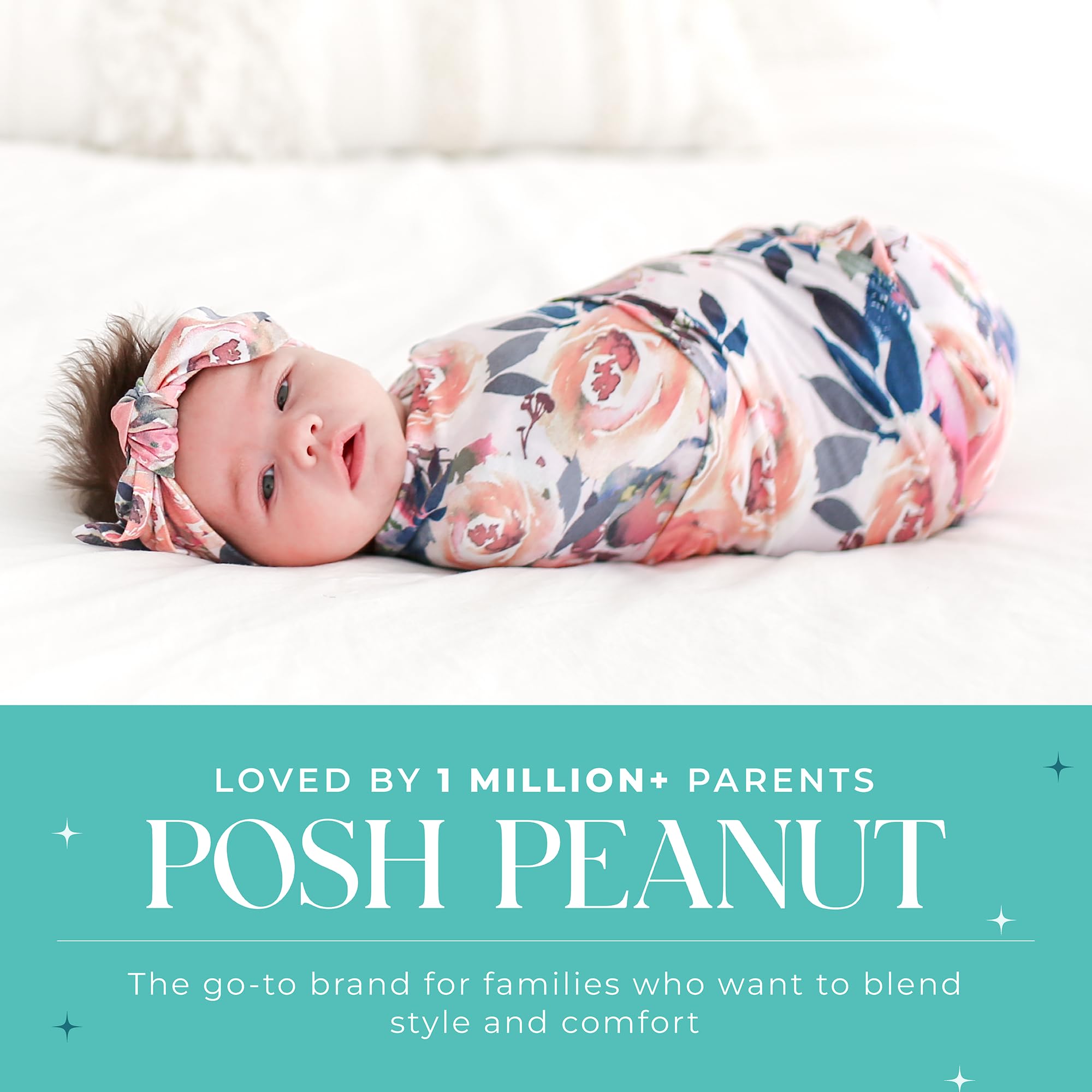 Posh Peanut swaddle blanket in 44x44 inches laid flat for size reference