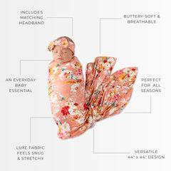 Posh Peanut swaddle-blanket 44x44 inches offers growing baby room.