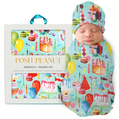 Posh Peanut swaddle blanket 44x44 inches, secure wrap for calm newborn sleep.