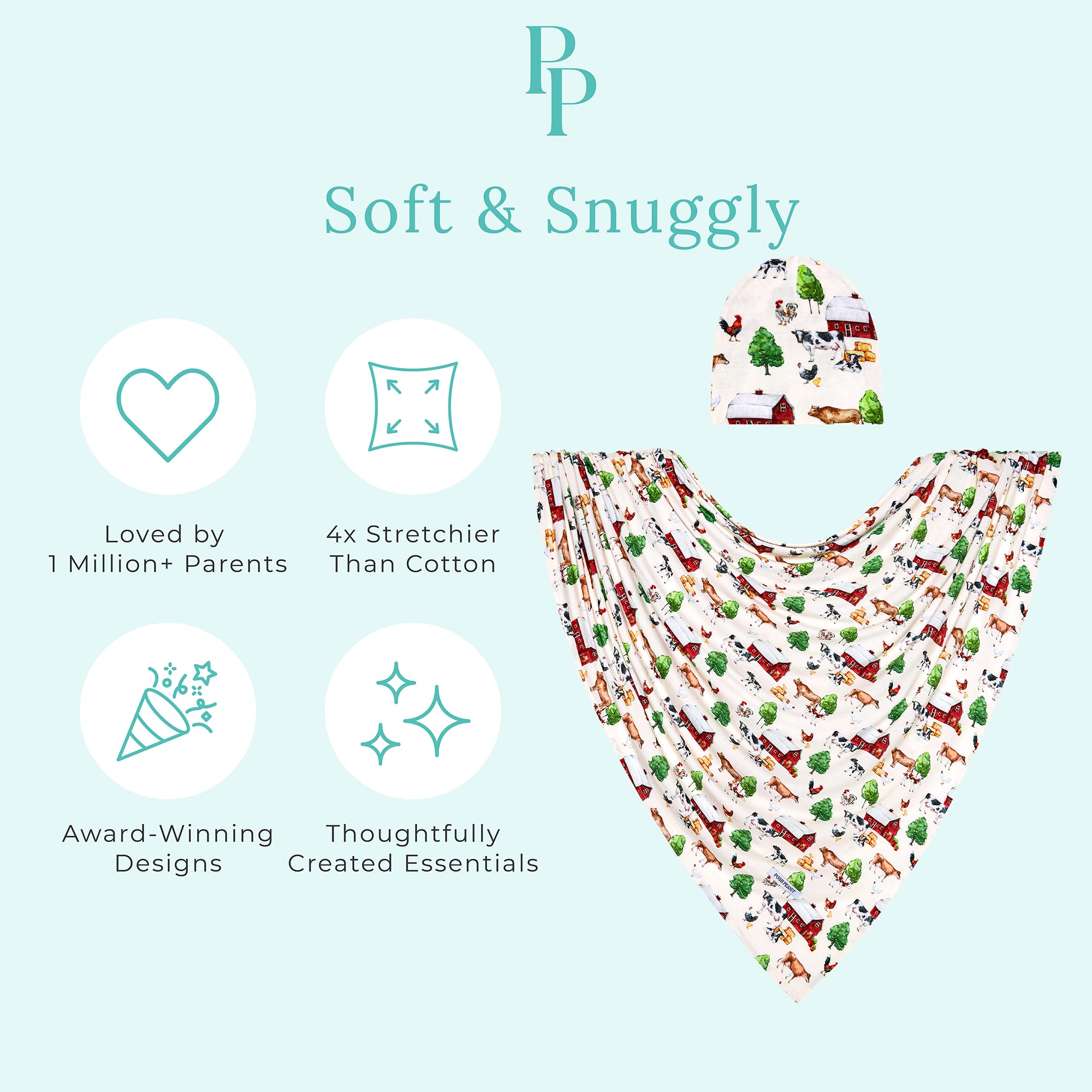 Posh Peanut gift box presentation of the swaddle set as a thoughtful gift.