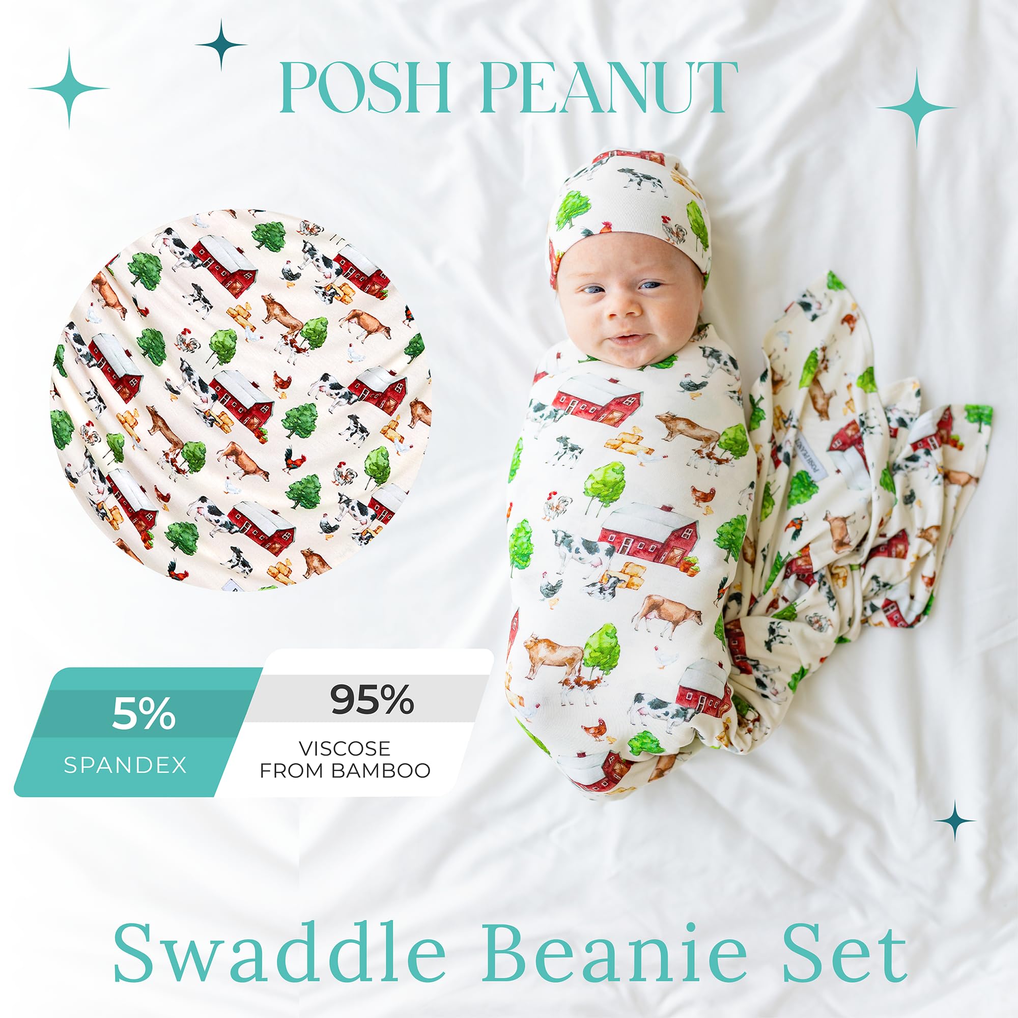 Posh Peanut matching headband with swaddle set for coordinated outfits.