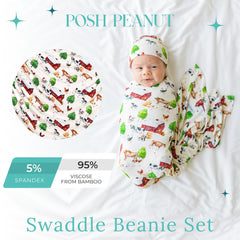 Posh Peanut matching headband with swaddle set for coordinated outfits.
