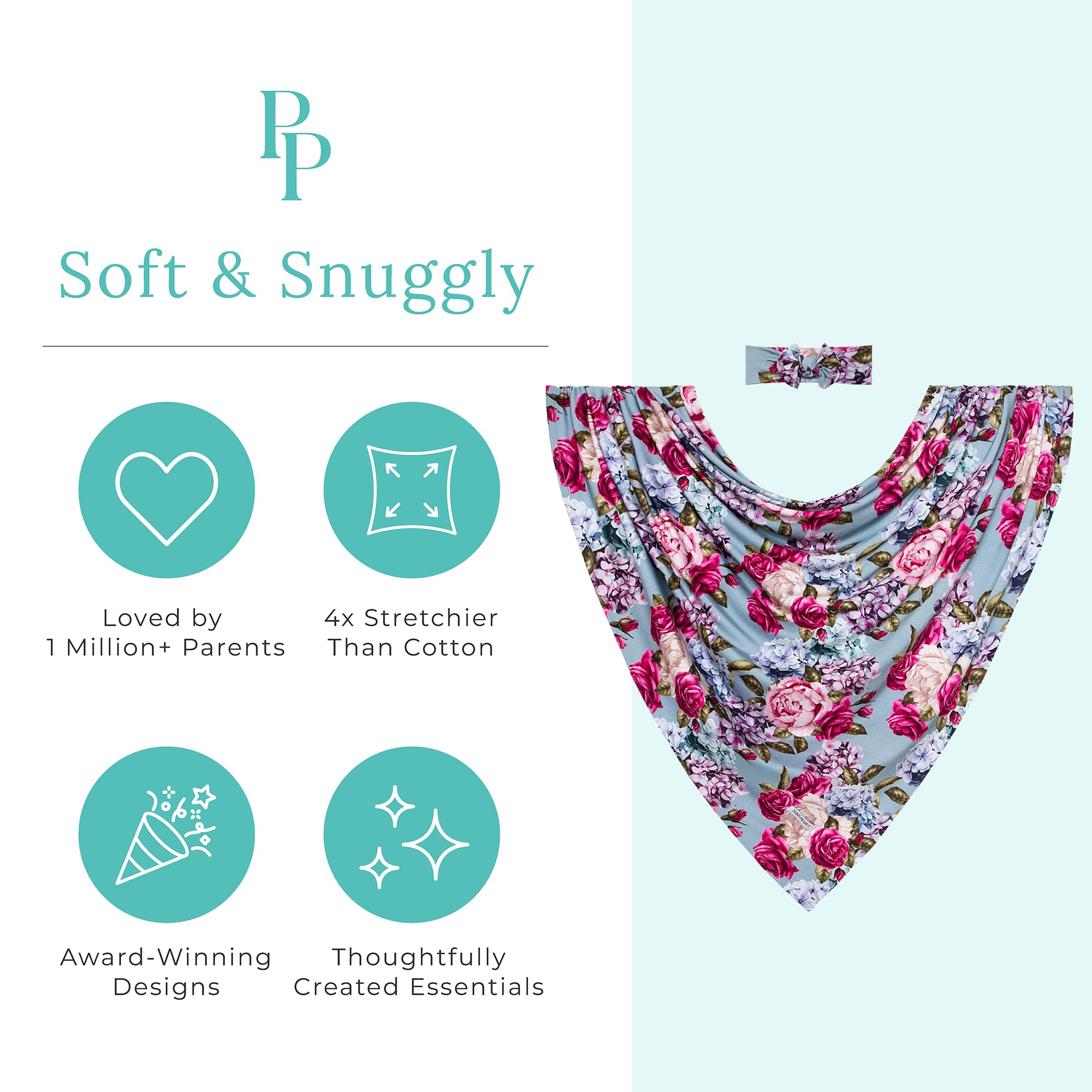 Posh Peanut swaddle with breathable bamboo viscose suitable for sensitive skin