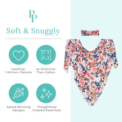 Posh Peanut swaddle teal pattern close-up highlighting bold color