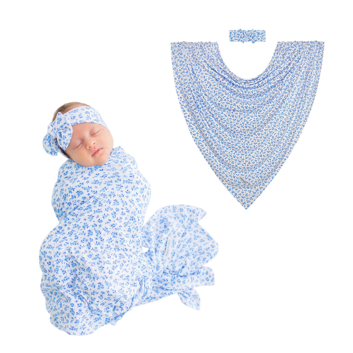 Posh Peanut swaddle set with pastel hearts for gentle newborn comfort