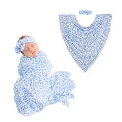 Posh Peanut swaddle set with pastel hearts for gentle newborn comfort