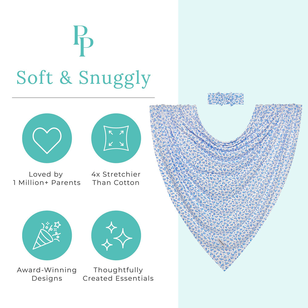 Posh Peanut rose bloom swaddle adds stylish warmth for baby