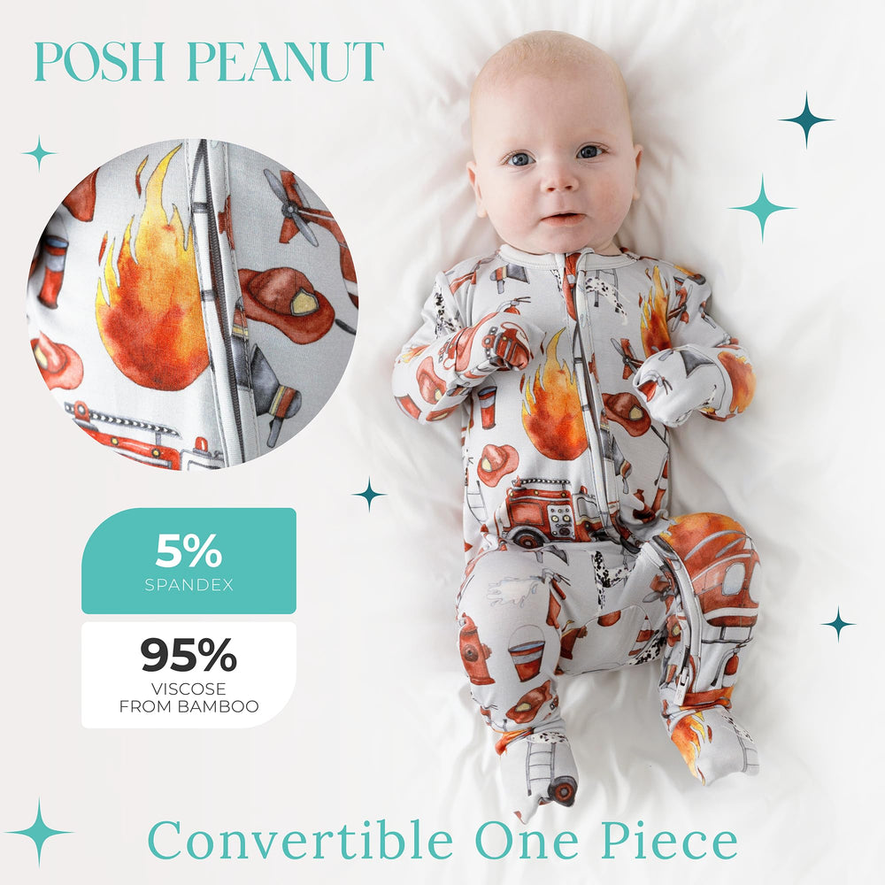 Posh Peanut two-way zipper sleeper eases late-night diaper changes.