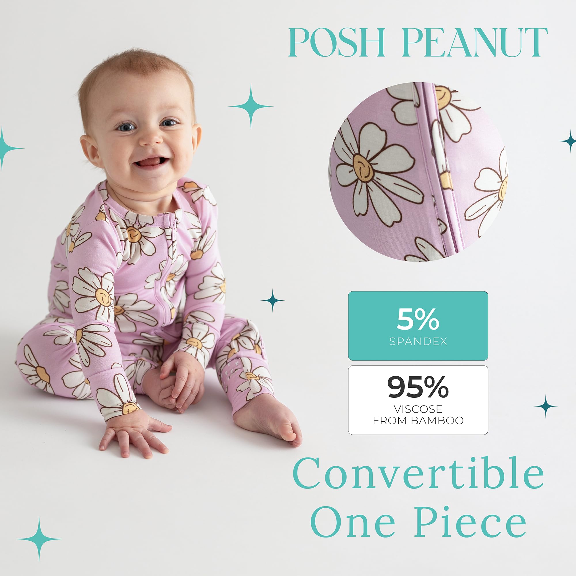Posh Peanut sleeper with two-way zipper for convenient access.