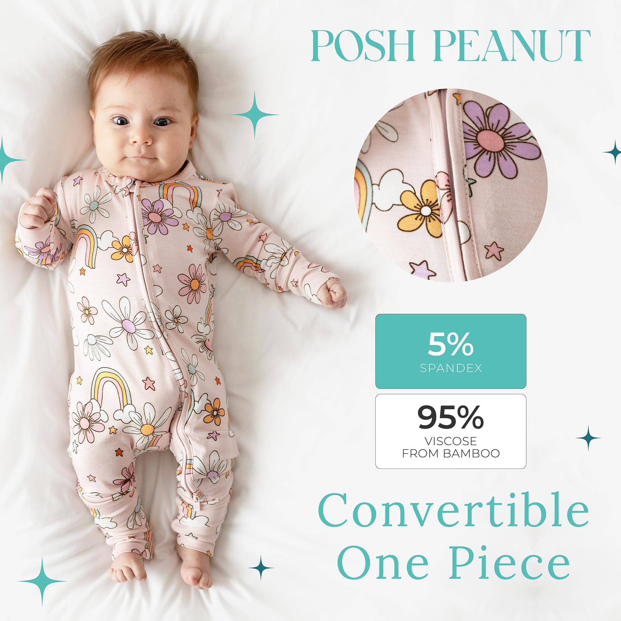 Posh Peanut two-way zipper sleeper enables top or bottom access for night changes.