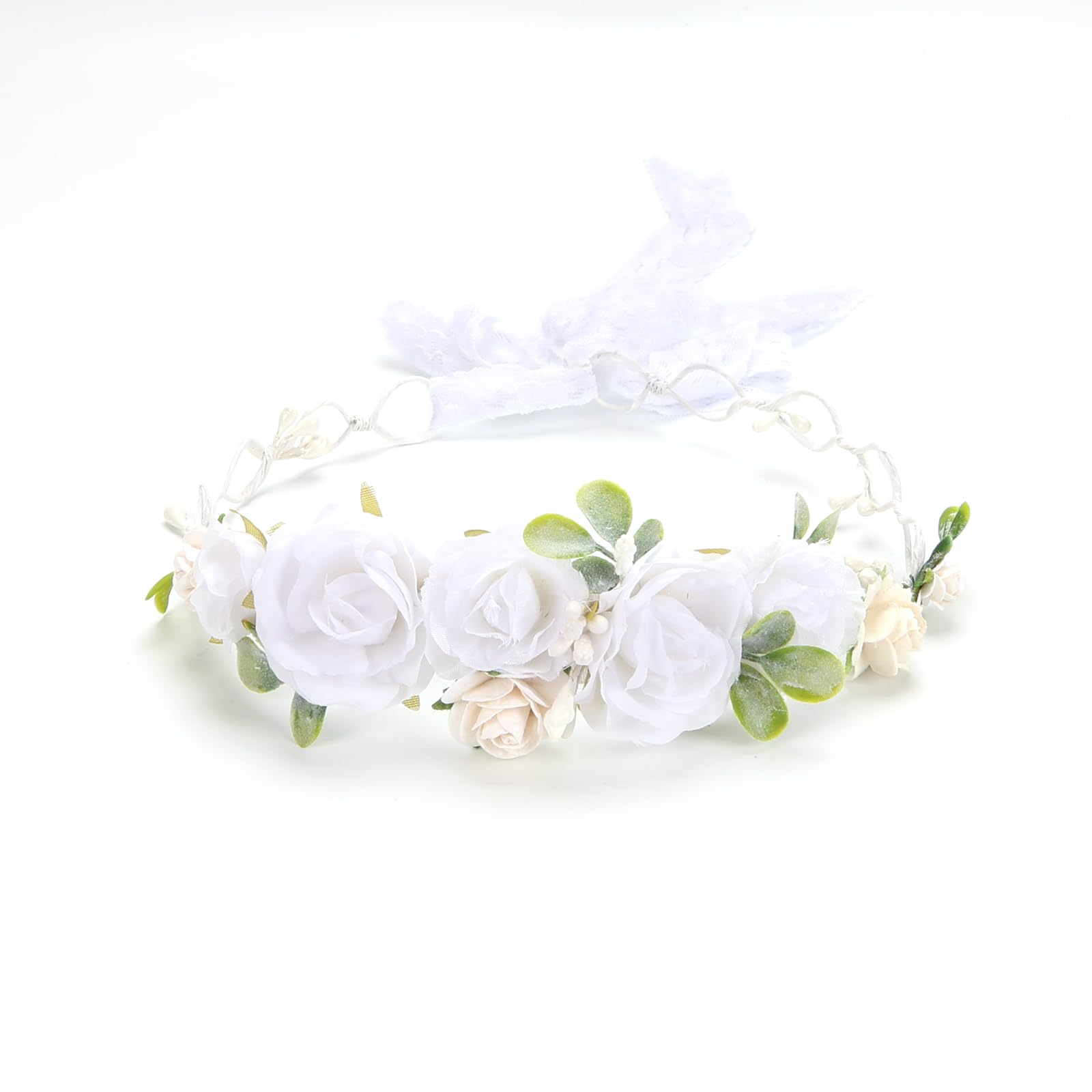 PoshMyra floral crown for weddings or parties, kid-friendly size.