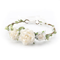 PoshMyra peach ivory floral crown, ideal for parties and photos.