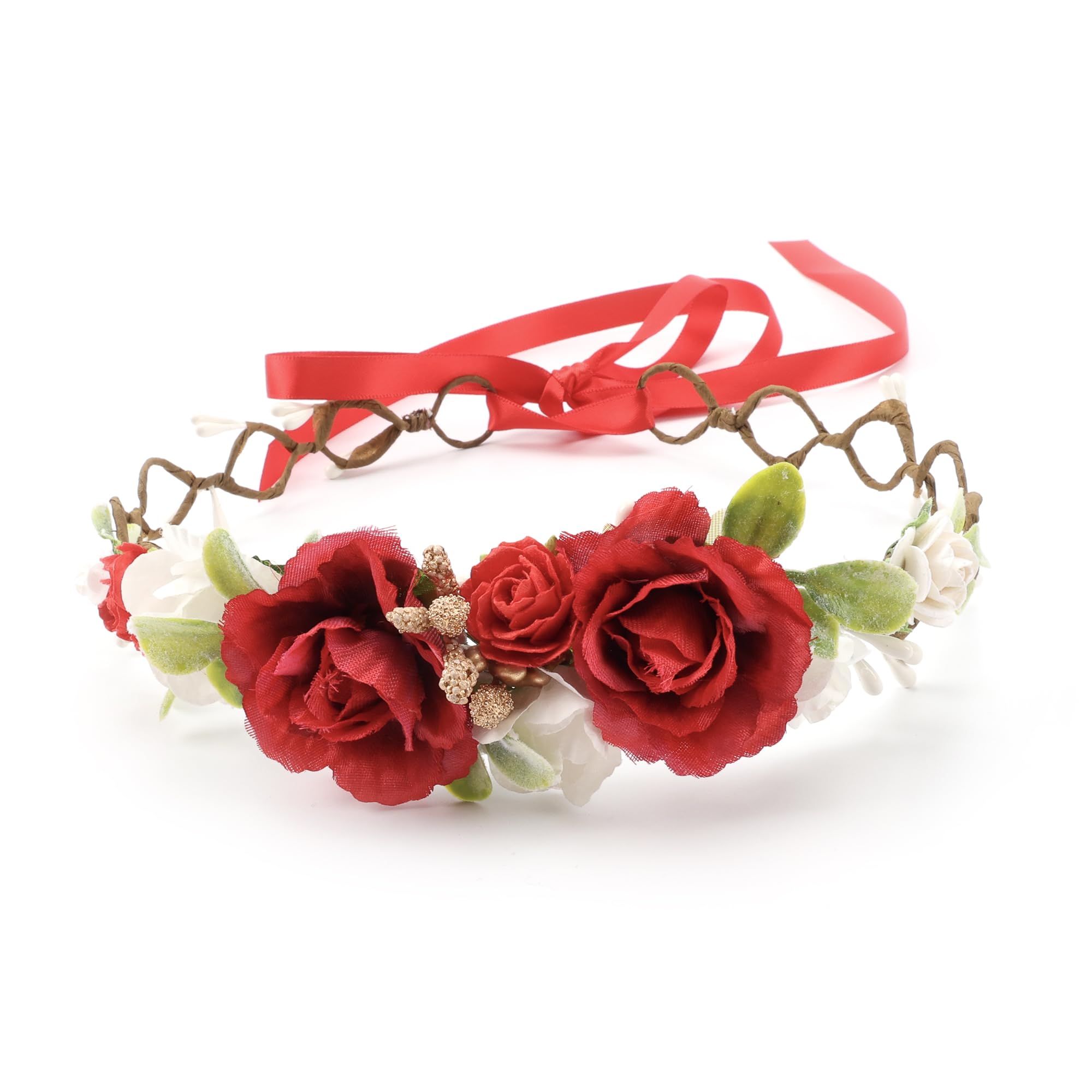 PoshMyra peach ivory flower crown ideal for weddings and celebrations.