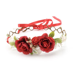 PoshMyra peach ivory flower crown ideal for weddings and celebrations.