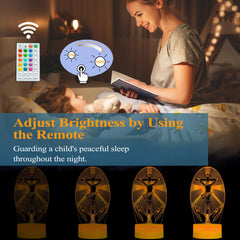 POSSHE Cross 3D Night Light remote control and timer provide effortless ambient control.