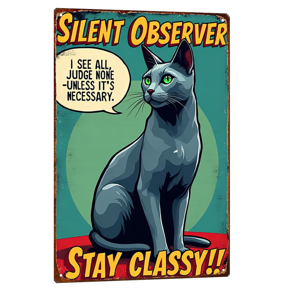 posteretro cat american style sign front view for durable living room decor.