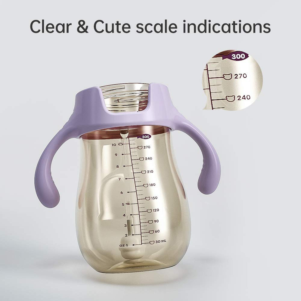 POTATO sippy cup includes gravity ball in straw for easy drinking when lying down.