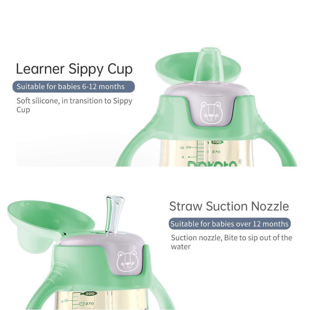 POTATO sippy cup featuring straw-type for older babies learning to sip.