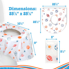 POTTY SHIELDS extra-large seat cover provides full coverage for all users.