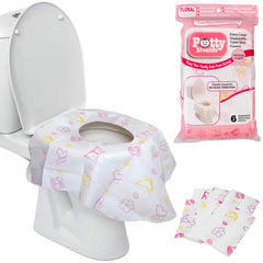 Potty Shields floral XL toilet cover on seat protecting skin from moisture during travel