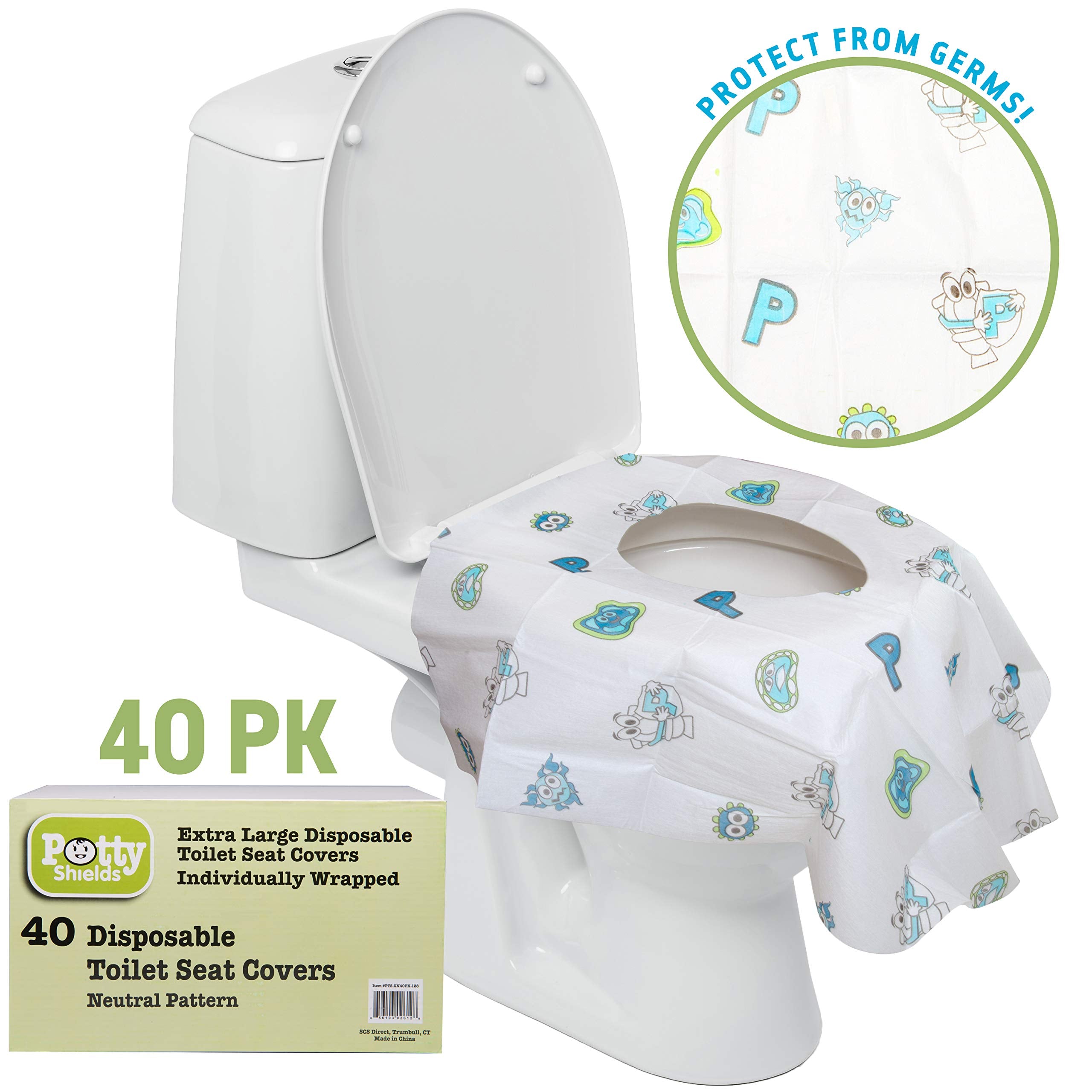 Potty Shields XL individually wrapped packs highlight pocket friendly travel convenience.