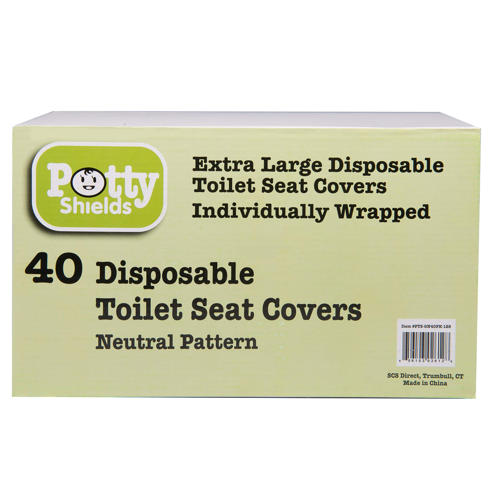 Potty Shields XL on seat image demonstrates full coverage in public restrooms.