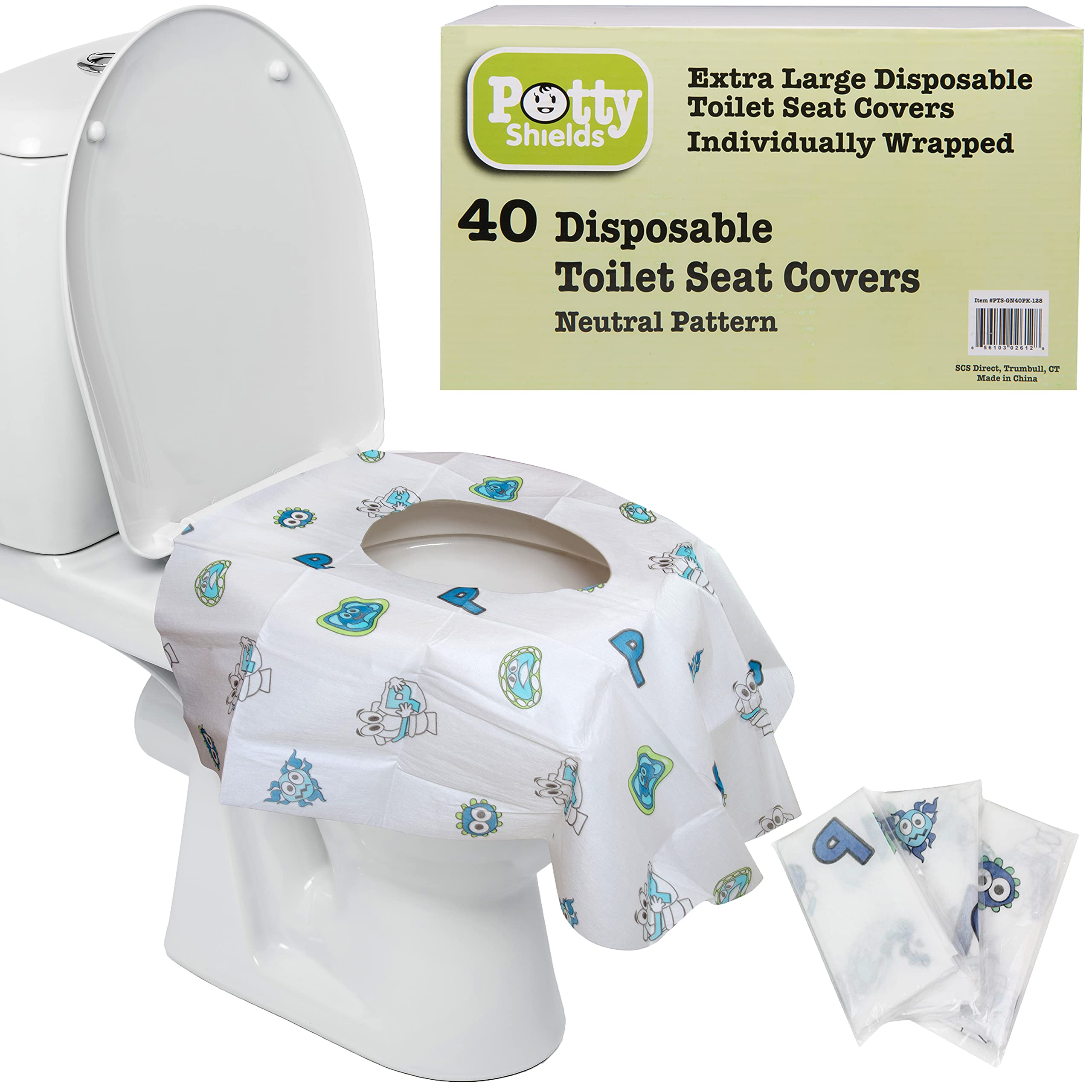 Potty Shields XL packaging shows travel ready protection for on the go.