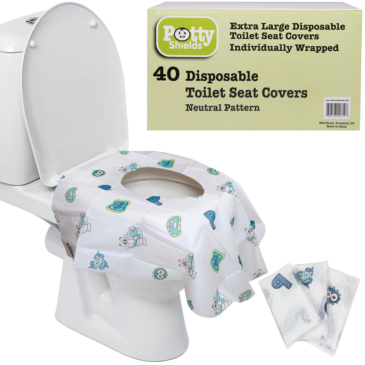 Potty Shields XL packaging shows travel ready protection for on the go.