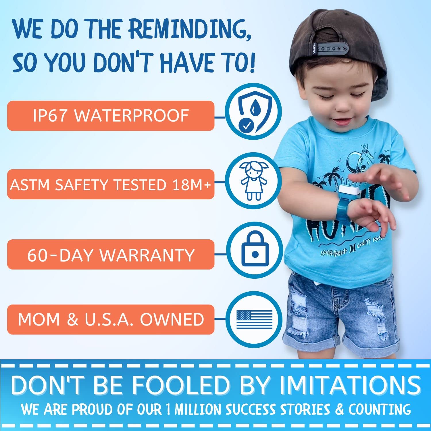 Potty Time Potty Watch blue, wrist-fit design supports comfortable daily wear.