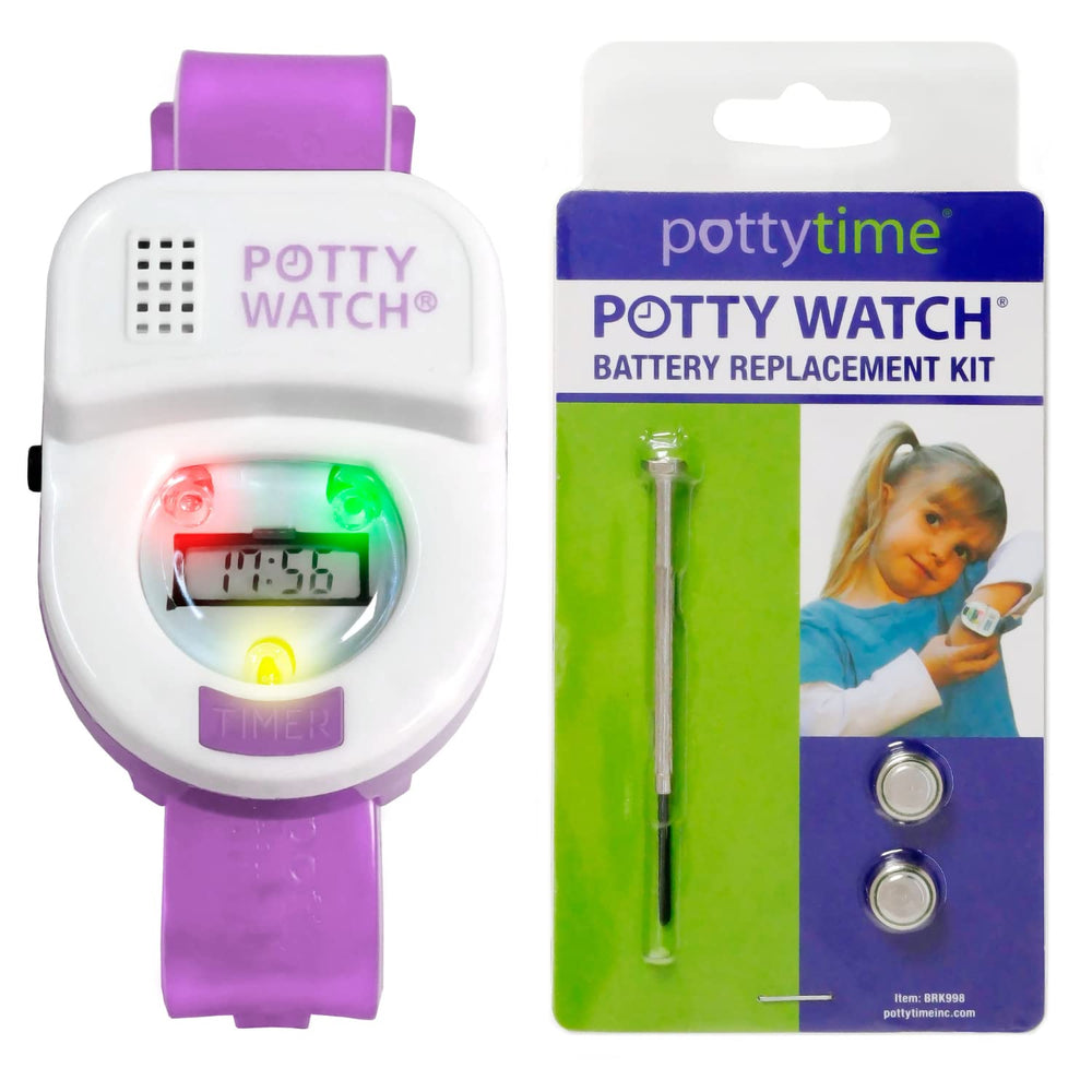 Potty Time Potty Watch purple front view for potty training.
