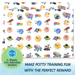 Potty Time stickers closeup showing strong adhesive for durable chart rewards.