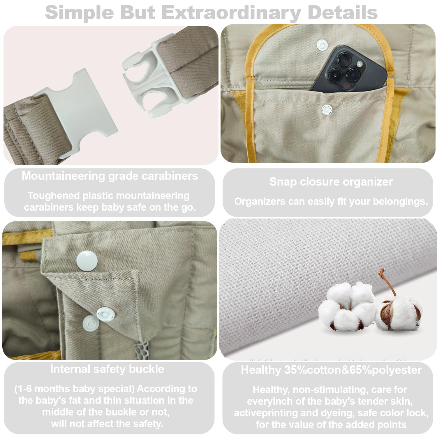 POVENK ergonomic M-position supports baby's hip alignment.