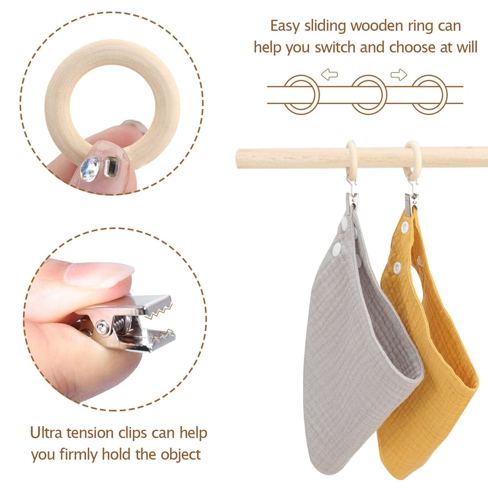 POVETIRE 2.5 inch wood ring with clip ready for storage
