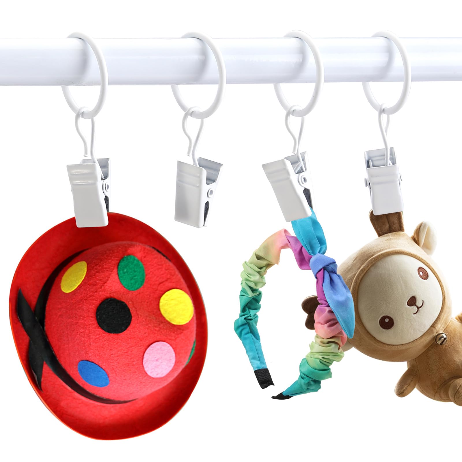 POVETIRE 30 metal ring hooks no-install design—set up instantly for effortless use.