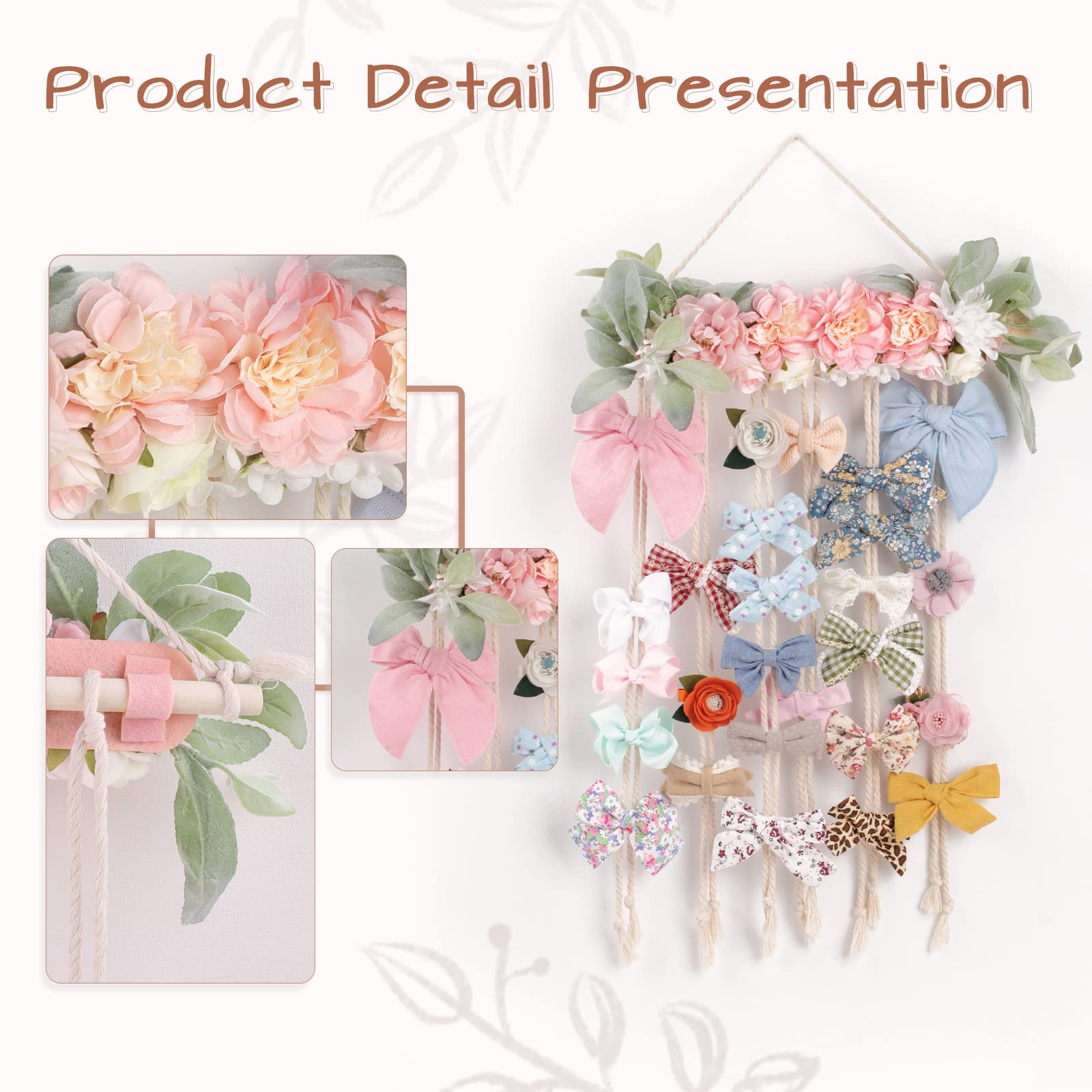 POVETIRE baby bows storage rack neatly showcases small and large accessories.