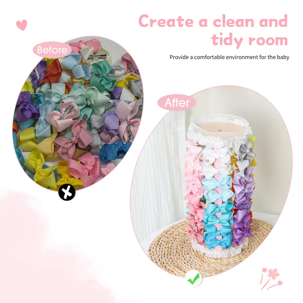 POVETIRE baby nursery decor bow display adds a princess touch to a girl room.
