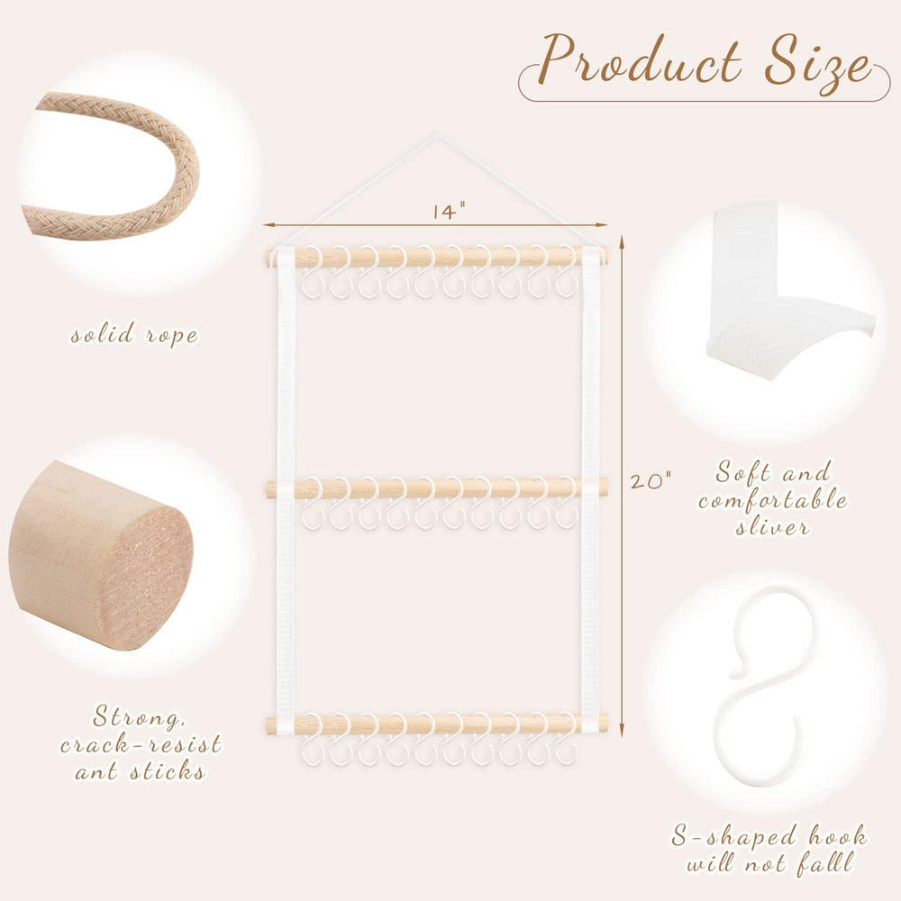 POVETIRE canvas straps and wooden sticks assembled for hanging organizer.